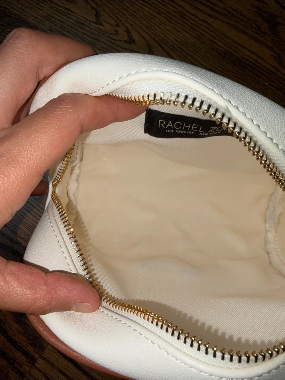 NWT Rachel Zoe Cosmetic Pouch w Brown Trim